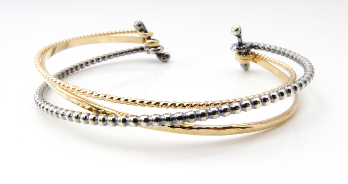 Gold and silver bracelets together Clearance