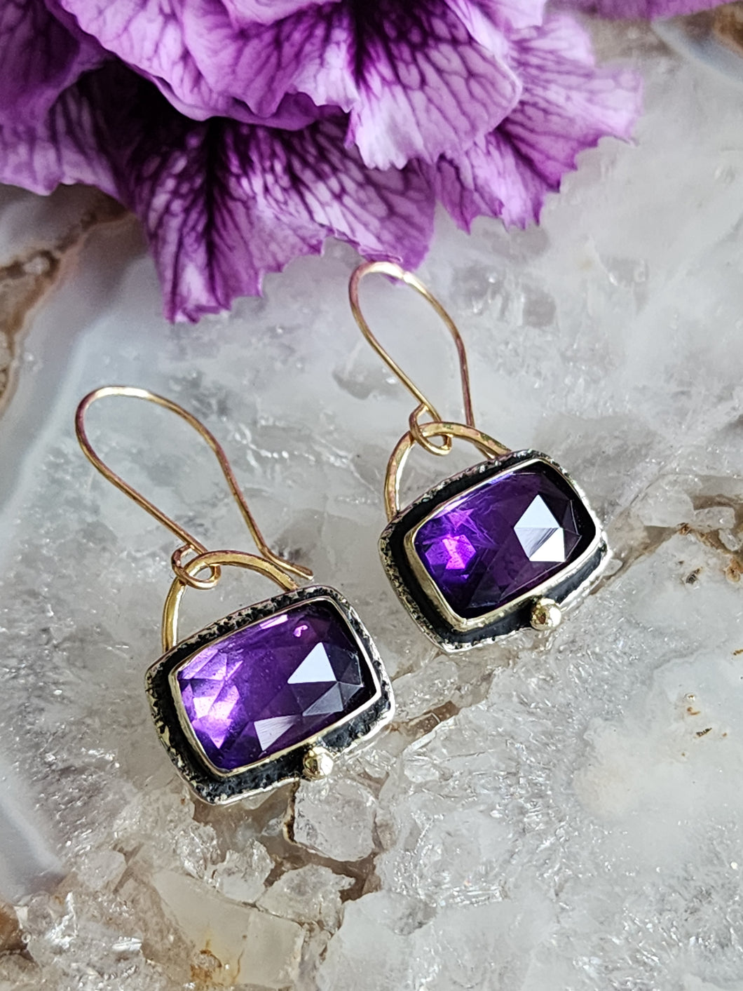 Deep Purple Amethyst Earrings