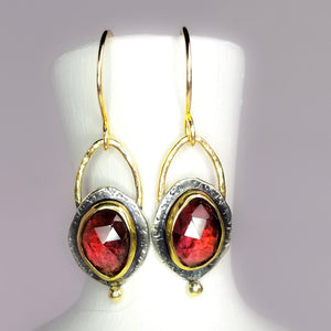 Deep Red Garnet Gemstone Earrings