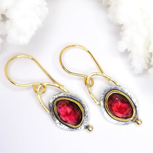Deep Red Garnet Gemstone Earrings