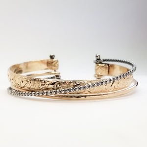 Gold and Silver Oxidized Cuff Bracelet (Heavy Weight)