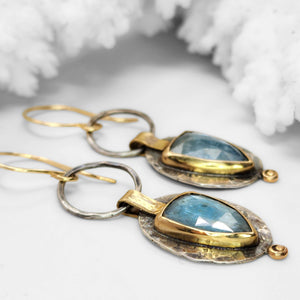 Aquamarine Kyanite Gemstone Earrings
